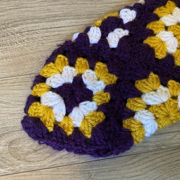 PURPLE, Gold Yellow, and White Crocheted Christmas Stocking - Picture 5 of 5